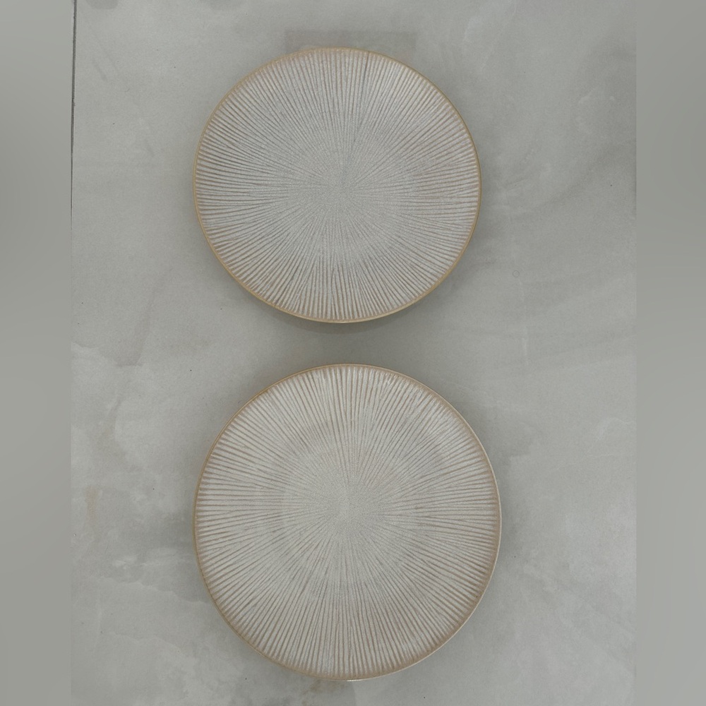 2 Joseph Abboud Stoneware Illusion White Dinner Plates